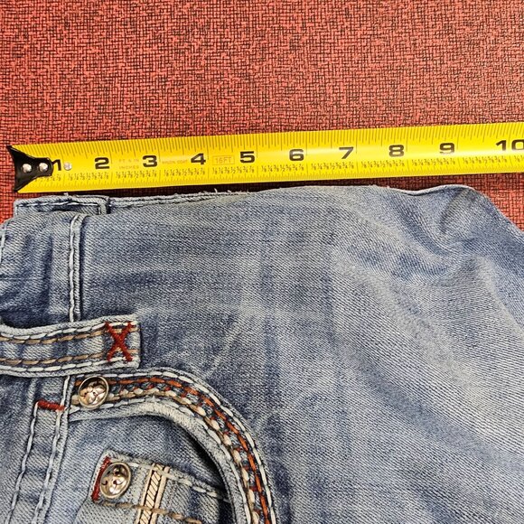 Rock Revival Ecton Boot Embroidered Denim Jeans 32 Light Wash Distressed Casual - Picture 8 of 15